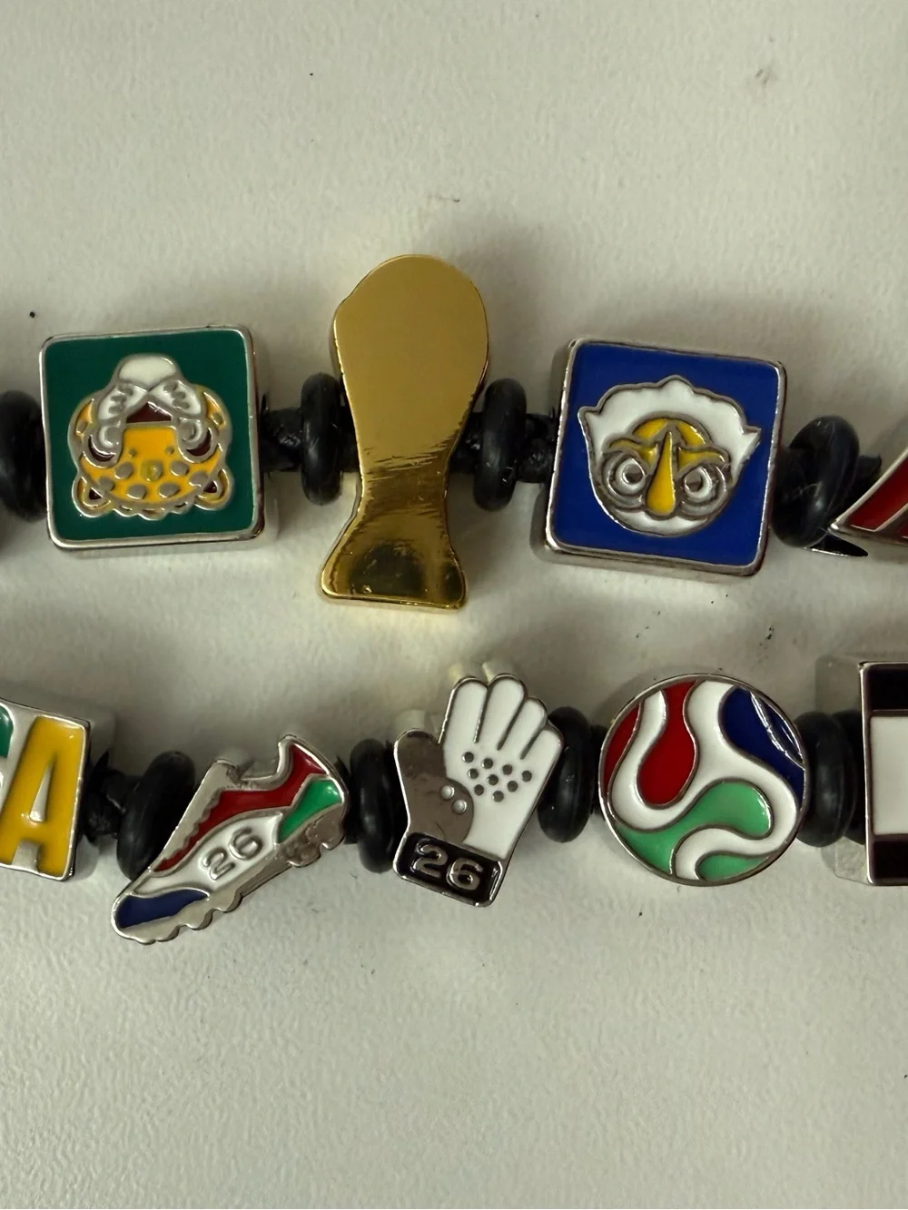FIFA official Charm Braided Leather Bracelet - Multicolor Enamel Icons - Picture 5 of 14